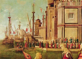 Incontro di Etherius e Ursula e la partenza dei pellegrini, dal ciclo di Sant